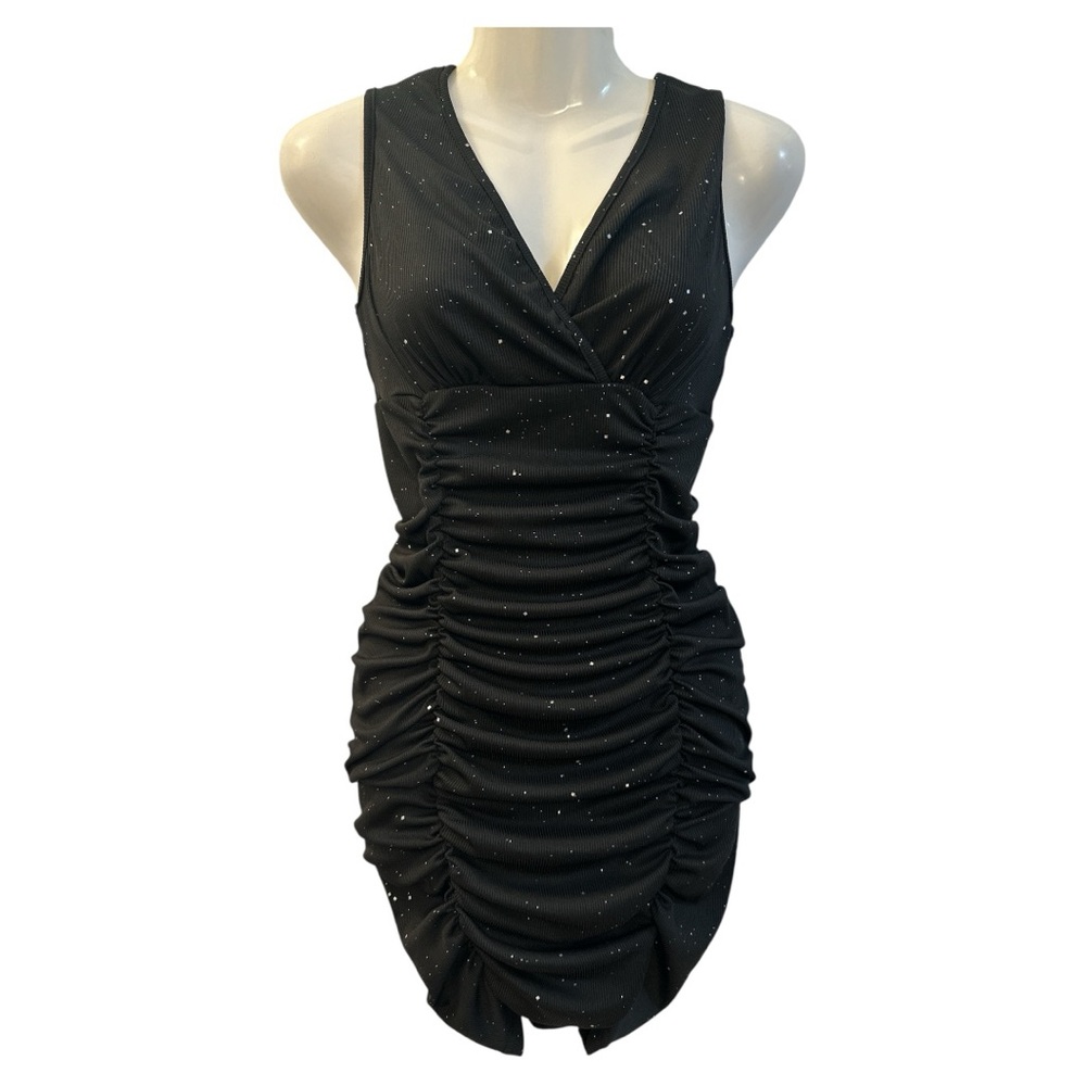Black Beaded Ruffle mini dress